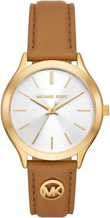 Michael Kors Slim Runway Horloge - Dames - Horloges - Bruin - ONE Size - Leer - Accessoires