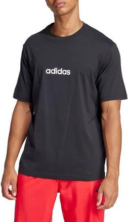 adidas Essentials Linear Jersey Graphic T-Shirt in Black/White at Nordstrom Rack, Size X-Large
