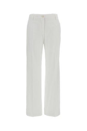 Alberto Biani White Wide-Leg Pressed Crease Pants