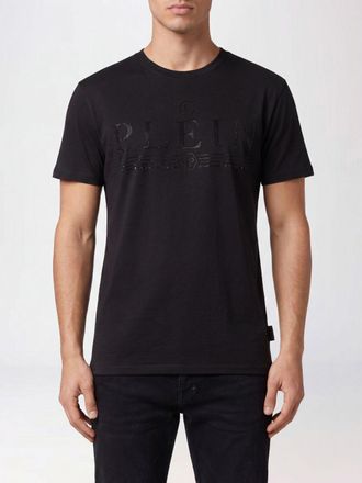 Philipp Plein T-shirt in cotone con lettering logo di strass e scollo a girocollo