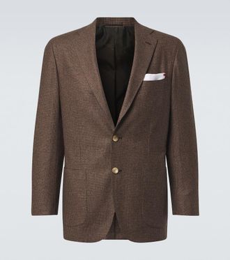 Kiton Prince of Wales check virgin wool blazer