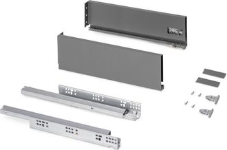 Emuca Caj&oacute;n Exterior Protone 30kg Con Gu&iacute;as De Extracci&oacute;n Total Y Cierre Suave, Altura 131mm, Profundidad 400mm, Acero, Gris Antracita - Emuca