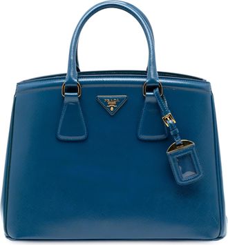 Prada Pre-owned Womens Saffiano Lux Parabole Tote - Blue Leather - One Size
