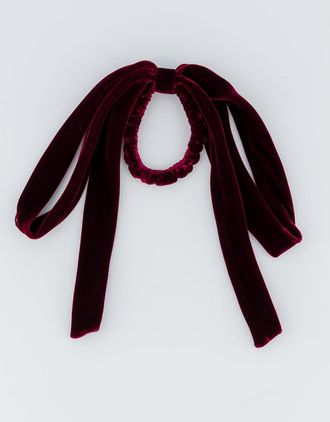 Alexandre de Paris Isild Velvet Ribbon Hair Tie in Burgundy at Nordstrom