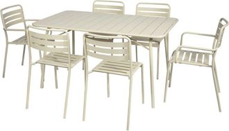 Sweeek Set mesa de jard&iacute;n bistr&oacute; plegable de acero con 2 sillones y 4 sillas