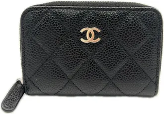 Chanel Black Grained Calfskin Coin Purse/Coin Case (Pre-Owned)