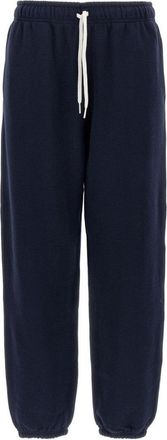 Polo Ralph Lauren Navy Blue Cotton Blend Trousers With Signature Embroidery
