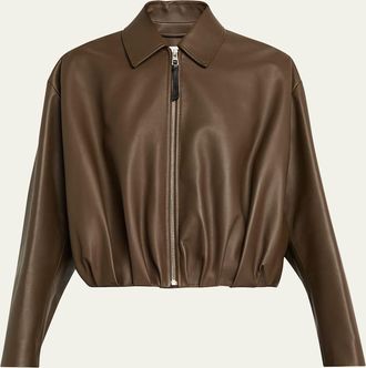 Loewe Leather Draped Bomber Jacket