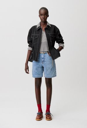 Claudie Pierlot Short droit denim d&eacute;lav&eacute;
