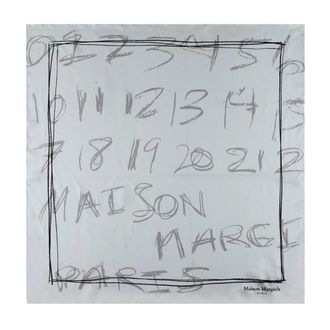 Maison Margiela Zwart-wit numerieke zijden foulard - Dames - Zijden sjaals - Blauw - ONE Size - Accessoires