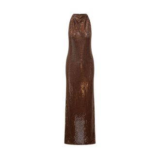 Self Portrait Rhinestone Racer Back Maxi Dress - female - Self Portrait - Maxi Dresses - Brown - XS - Dresses