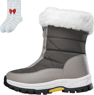 Generic Winter Boots for Women Waterproof, Non-Slip Thermal Snow Boots with Fleece Lining for Skiing Hiking & Winter Walking (Grey 2,6.5)
