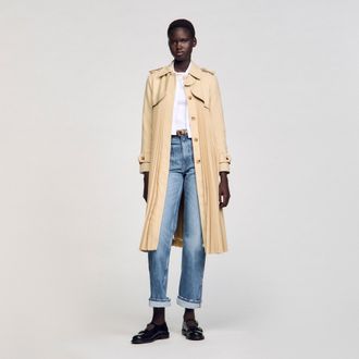 Sandro Pleated trench coat with belt