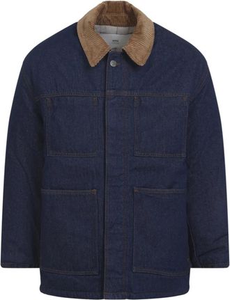 Ami Blauwe Jas voor Mannen Aw 25 - Heren - Spijkerjassen - Blauw - L - Katoen - Jassen
