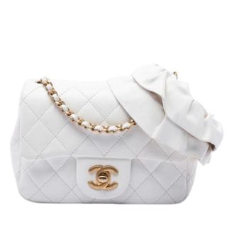 Chanel Pre-owned Vintage Quilted Lambskin Crossbody Bag - Dames - Pre-owned - Wit - Maat: ONE Size Leer