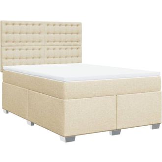 vidaXL Vidaxl - Cama Box Spring Con Colch&oacute;n Tela Color Crema 160x200 Cm