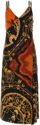 Marine Serre Multicolor Printed Long Cocktail Silk Dress