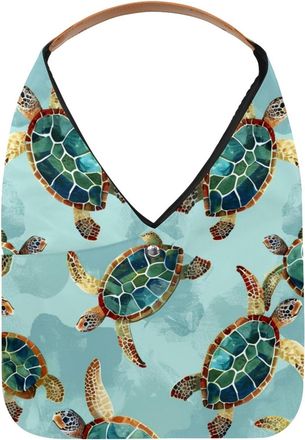Generic Tropical Green Turtle Reusable Lightweight Grocery Bags - Foldable Into Compact Pouch, Washable & Sturdy, Multipurpose for Shopping and Travel