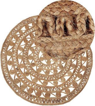 Beliani Rug KERER Beige &oslash; 140 cm Jute