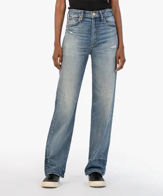 Kut from the Kloth Sienna High Rise Wide Leg Denim Jeans In Blue
