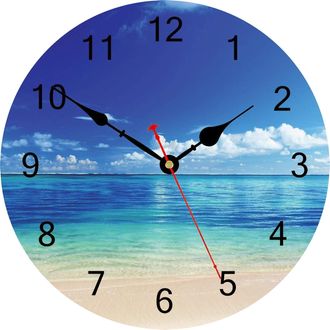 OEM Reloj De Pared Azul, Tranquilo, Silencioso Y Sin Tictac, Con Un Hermoso Dise&ntilde;o De Cielo Playero. Reloj De Pared Decorativo De F&aacute;cil Lectura Para Cocin