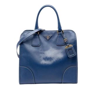 Prada Pre-owned Handbags, female, Blue, Size: ONE SIZE Pre-owned Saffiano Satchel