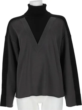 Maison Margiela High Turtleneck Sweater With Contrasting V-Knit Detail