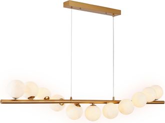 OEM Oruga - L&aacute;mpara Colgante De 120 Cm Para Colocar Sobre La Mesa, Para El Comedor, Color Dorado, Esfera Lechosa