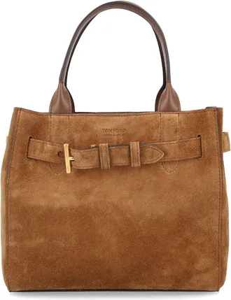 Tom Ford Audrey Suede Leather Structured Handbag