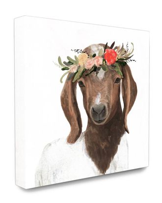 Stupell Industries The Stupell Home Decor Collection Springtime Flower Crown Long Ear Baby Goat
