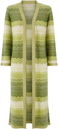 MC2 Saint Barth Cardigans, female, Green, Size: M Tonia Long Cardigan