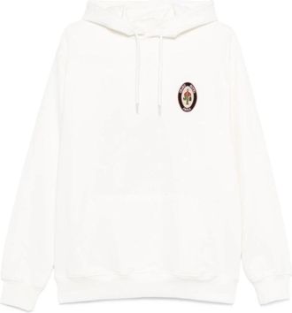 Dr&ocirc;le de Monsieur Witte Hoodie met Geborduurd Badge - Heren - Hoodies - Wit - L - Katoen - Hoodies & sweatvesten