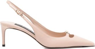 Dolce & Gabbana Slingback van nappaleer met zijde-effect - Dames - Pumps - Beige - 40 EU - Leer - Schoenen