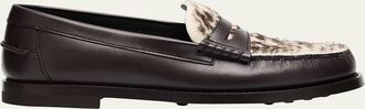 Tod's Leather and Pony Hair Penny Loafers