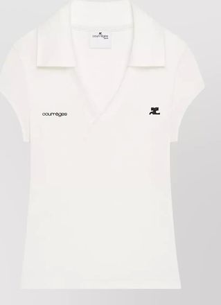 Courr&egrave;ges cropped polo top short sleeves v neck
