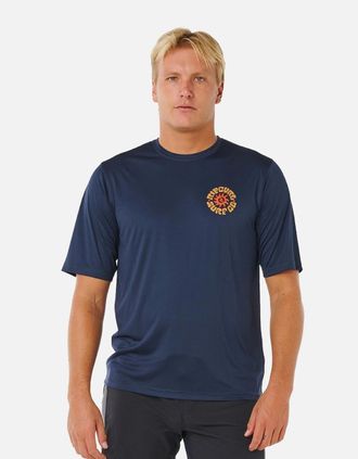 Rip Curl Mens Rip Curl Mens Pacific Rinse Surflite Short Sleeve Rash Vest - Navy - Size: 40