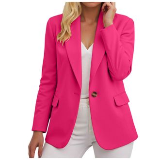 Generic Blazers for Women UK,Ladies Blazer Suit Solid Button Suits Coat Elegant 3/4 Sleeve Notch Lapels Collar Jackets Fall Business Work Office Elegant Jacke
