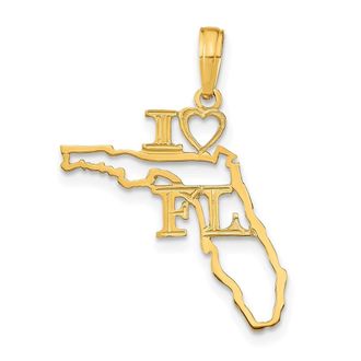 Diamond2Deal 14k Yellow Gold Solid Florida State Pendant