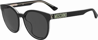 Moschino Sunglasses Round Full Rim, Black/transparent Frame And Grey Lens Mos151/f/s07C5Ir