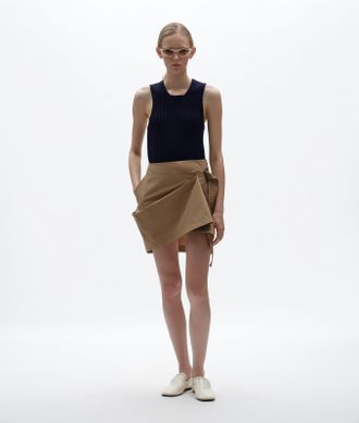 Bottega Veneta Compact Cotton Poplin Skirt - Beige - Women - 2