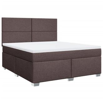 vidaXL Vidaxl - Cama Box Spring Con Colch&oacute;n Tela Marr&oacute;n Oscuro 180x200 Cm