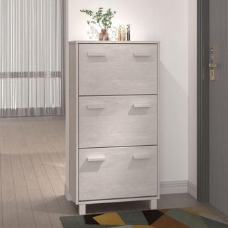 Berkfield Home Shoe Cabinet HAMAR White 59.5x35x117 cm Solid Wood Pine