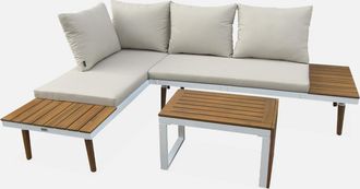 Sweeek Conjunto De Jard&iacute;n En Aluminio Y En Madera De Acacia, 4 Plazas