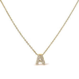House of Brilliance 10K Gold Diamond Accent A-Z Initial Bubble Pendant Necklace in Yellow | A at Nordstrom