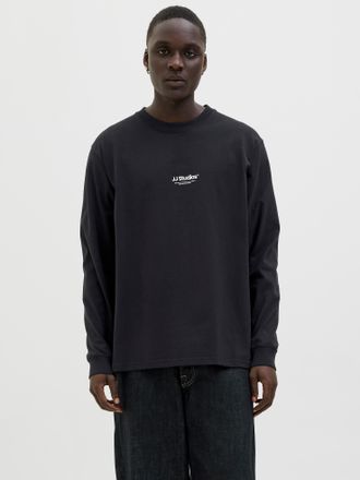 Jack & Jones Langarmshirt JACK & JONES JJESOHO TEE LS CREW NECK NOOS, Herren, Gr. XS, schwarz, Jersey, Obermaterial: 100% Baumwolle, bedruckt, relaxed fit h&uuml;ftbede