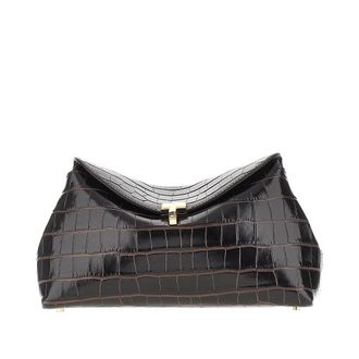 Toteme Croco-embossed leather T-Lock clutchC Woman One Size