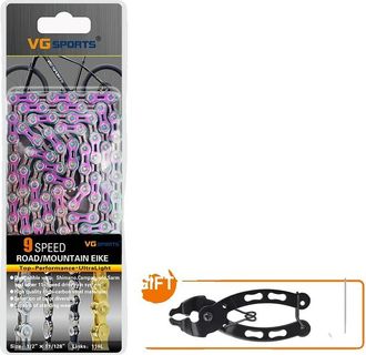 OEM Cadena De Bicicleta, Compatible Con 6 A 11 Velocidades, Acero De Aleaci&oacute;n Duradero, 9 Velocidades El Rainbow