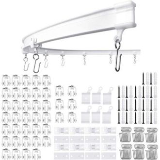 OEM Riel Flexible Para Cortinas De Techo, Riel Curvo 3m Para Cortinas Con Rodillos Silenciosos, Soporte Plegable Para Mampara De Ducha
