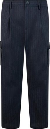 Herno Gestreepte Cargobroek - Heren - Straight fit broeken - Blauw - L - Polyester - Broeken