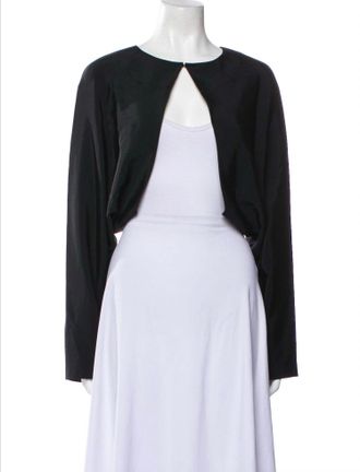 Lafayette 148 New York Georgette Cutaway Bolero Blouse In Black